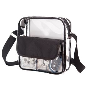 Clear Plastic Tote Bag Women Transparent Pvc Waterproof Crossbody Handbag Shoulder Bag Women Girl's Zip Purse Stadium Security - Black
