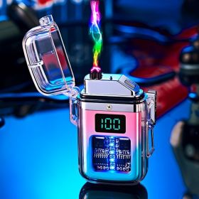 USB Rechargeable Waterproof Windproof Double Arc Lighter for Men and Women - Includes Cable; No Charger Required - White