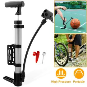 outMini Bike Pump Portable Bicycle Tire Inflator Ball Air Pump w/ Mount Frame For Mountain Road Bike - Silver