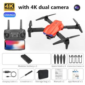 new K3 drone 4K HD dual camera foldable height keeps drone WiFi FPV 1080p real-time transmission RC Quadcopter toy PK sg906 pro - orange dual camera -