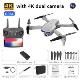 new K3 drone 4K HD dual camera foldable height keeps drone WiFi FPV 1080p real-time transmission RC Quadcopter toy PK sg906 pro - grey dual camera - C