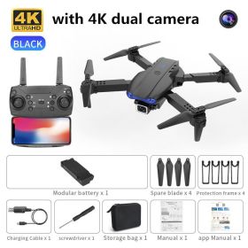 new K3 drone 4K HD dual camera foldable height keeps drone WiFi FPV 1080p real-time transmission RC Quadcopter toy PK sg906 pro - black dual camera -