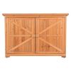 Double Doors Fir Wooden Garden Yard Shed Lockers Outdoor Storage Cabinet Unit Orange Red - Wood