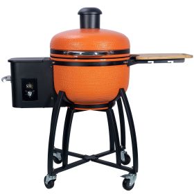 24 "Ceramic Pellet Grill with 19.6" diameter Gridiron Double Ceramic Liner 4-in-1 Smoked Roasted BBQ Pan-roasted for Outdoors Patio - as Pic