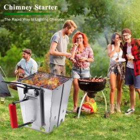 YSSOA Charcoal Chimney Starter Foldable, Collapsible, Silver - as Pic