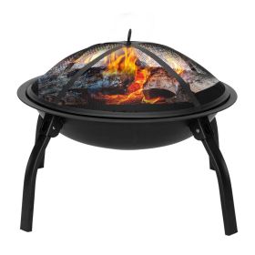 22" Iron Fire Pit Bowl Outdoor Backyard Patio Garden Burning Heater Black - 22inch