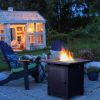 28-Inch Fire Table,50000 BTU Gas Firepit with Volcanic Stone Black - Black