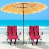 Folding Beach Chair Set of 2 for Adults, 4 Position Portable Backpack Foldable Camping Chair with Headrest Cup Holder and Wooden Armrests, Pink - As s