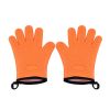 Silicone Smoker Oven Gloves with Waterproof & Hangable Design - Orange - Grill Supplies