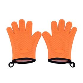 Silicone Smoker Oven Gloves with Waterproof & Hangable Design - Orange - Grill Supplies