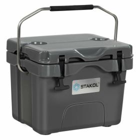 16 Quart 24-Can Capacity Portable Insulated Ice Cooler with 2 Cup Holders - Gray