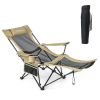 Camping Lounge Chair with Detachable Footrest Adjustable Backrest - Khaki