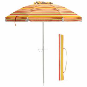 6.5 Feet Beach Umbrella with Carry Bag without Weight Base - Orange