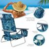 4-Pack 5-Position Outdoor Folding Backpack Beach Reclining Chair with Pillow - Navy