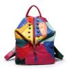 Retro Genuine Leather Backpack Sheepskin Lady Backpack Designer Travel Colorful Patchwork Luxury Shopper Bag Mochila - Black