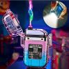USB Rechargeable Waterproof Windproof Double Arc Lighter for Men and Women - Includes Cable; No Charger Required - Blue