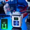 USB Rechargeable Waterproof Windproof Double Arc Lighter for Men and Women - Includes Cable; No Charger Required - Blue