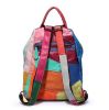 Retro Genuine Leather Backpack Sheepskin Lady Backpack Designer Travel Colorful Patchwork Luxury Shopper Bag Mochila - Black