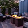 28-Inch Fire Table,50000 BTU Gas Firepit with Volcanic Stone Black - Black