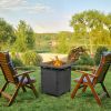 28-Inch Fire Table,50000 BTU Gas Firepit with Volcanic Stone Black - Black