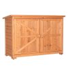 Double Doors Fir Wooden Garden Yard Shed Lockers Outdoor Storage Cabinet Unit Orange Red - Wood