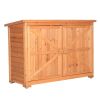 Double Doors Fir Wooden Garden Yard Shed Lockers Outdoor Storage Cabinet Unit Orange Red - Wood