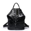 Retro Genuine Leather Backpack Sheepskin Lady Backpack Designer Travel Colorful Patchwork Luxury Shopper Bag Mochila - Black
