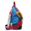 Retro Genuine Leather Backpack Sheepskin Lady Backpack Designer Travel Colorful Patchwork Luxury Shopper Bag Mochila - Black