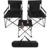 Outdoor Folding Camping Chairs and Table Set with Carrying Bag - Black