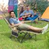 Camping Lounge Chair with Detachable Footrest Adjustable Backrest - Khaki