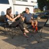 Outdoor Folding Camping Chairs and Table Set with Carrying Bag - Black