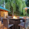 28-Inch Fire Table,50000 BTU Gas Firepit with Volcanic Stone Black - Black