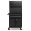 3-in-1 6-Drawer Rolling Tool Chest Storage Cabinet with Universal Wheels and Hooks - Black