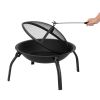 22" Iron Fire Pit Bowl Outdoor Backyard Patio Garden Burning Heater Black - 22inch