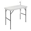 Folding Portable Fish Fillet & Hunting & Cutting Table with Sink Faucet - Off White