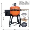 24 "Ceramic Pellet Grill with 19.6" diameter Gridiron Double Ceramic Liner 4-in-1 Smoked Roasted BBQ Pan-roasted for Outdoors Patio - as Pic