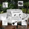 2 Burner Portable Stainless Steel BBQ Table Top Grill for Outdoors - Silver