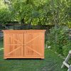 Double Doors Fir Wooden Garden Yard Shed Lockers Outdoor Storage Cabinet Unit Orange Red - Wood