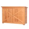 Double Doors Fir Wooden Garden Yard Shed Lockers Outdoor Storage Cabinet Unit Orange Red - Wood