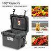 16 Quart 24-Can Capacity Portable Insulated Ice Cooler with 2 Cup Holders - Gray