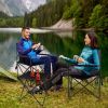 Outdoor Folding Camping Chairs and Table Set with Carrying Bag - Black