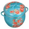 Vintage Floral 12-Quart Enamel on Steel Stock Pot - 12qt