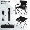 Outdoor Folding Camping Chairs and Table Set with Carrying Bag - Black