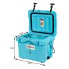 16 Quart 24-Can Capacity Portable Insulated Ice Cooler with 2 Cup Holders - Blue