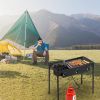 Outdoor Camp Stove High Pressure Propane Gas Cooker Portable Cast Iron Patio Cooking Burner (Three Burner 225000-BTU) - Picture shows