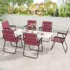 4 Pieces Folding Beach Chair Camping Lawn Webbing Chair - Red