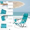 Folding Beach Chair, 4 Position Portable Backpack Foldable Camping Chair with Headrest Cup Holder and Wooden Armrests, Green - Green
