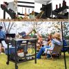 Movable Outdoor Dining Cart Table HDPE Pizza Oven Stand Table with Stainless Steel Tabletop - Black