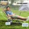 Camping Lounge Chair with Detachable Footrest Adjustable Backrest - Khaki