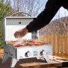 2 Burner Portable Stainless Steel BBQ Table Top Grill for Outdoors - Silver
